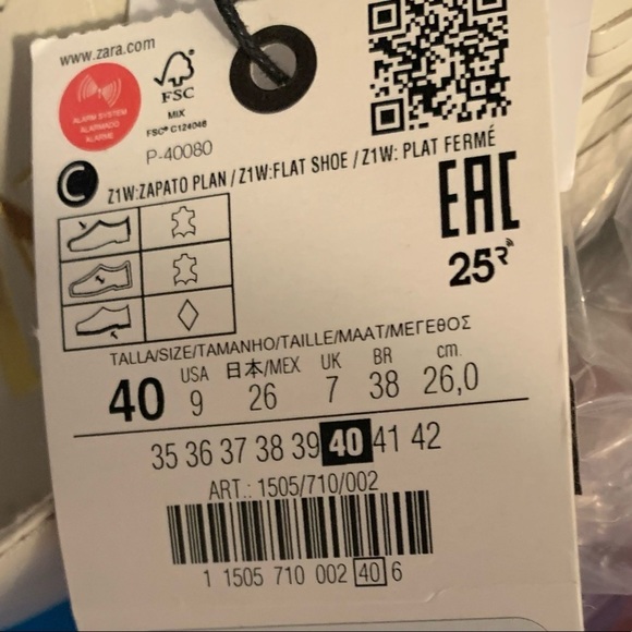 NWT. Zara Ecru Leather Ballet Flats. Size 9. - Picture 11 of 11